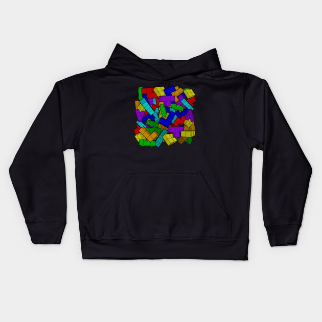 Tetris Pile Kids Hoodie by SnowballinHell